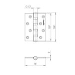 Петля Armadillo (Армадилло) универсальная IN4500UC-BL CP 100x75x3 INOX304 хром БЛИСТЕР