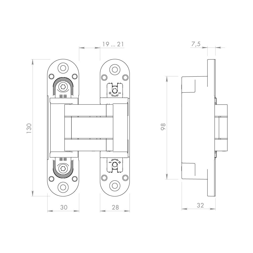 Петля Armadillo (Армадилло) скрытой установки U3D5000